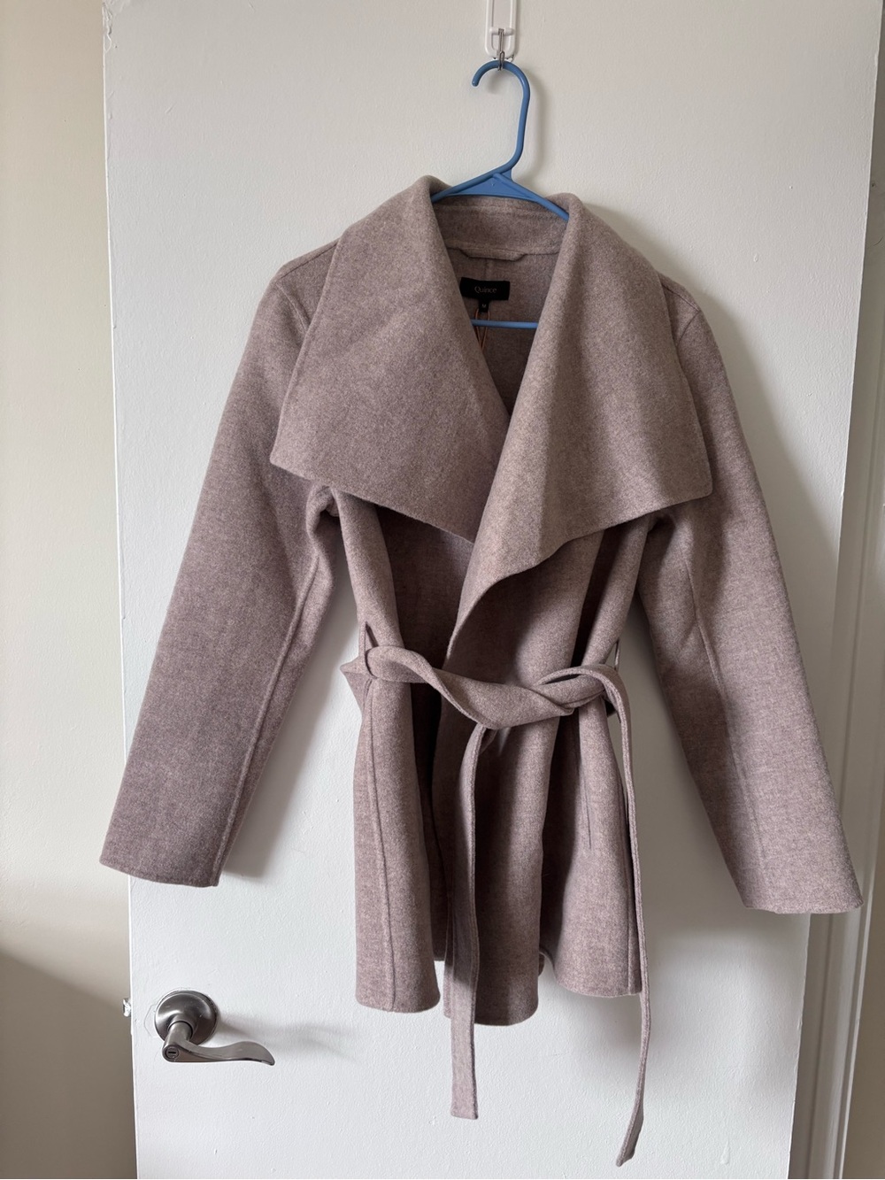 Quince Double-Face Merino Wool Drape Coat in Taupe